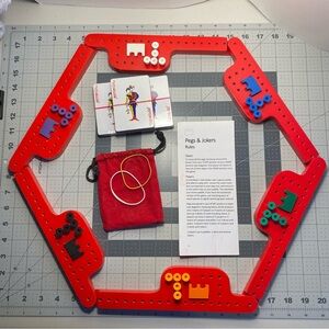 Pegs & Jokers Game Set Handcrafted Solid Wood W/ Game Boards Pegs Castles Cards